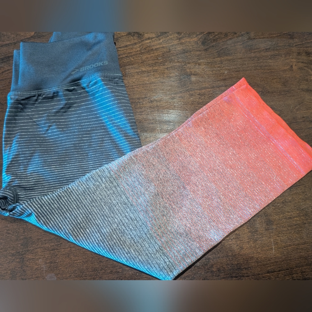 Brooks Streaker Running Tights Poppy and Asphalt, Size Large